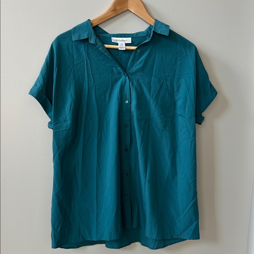 Motherhood Maternity Teal Button-Down Shirt
